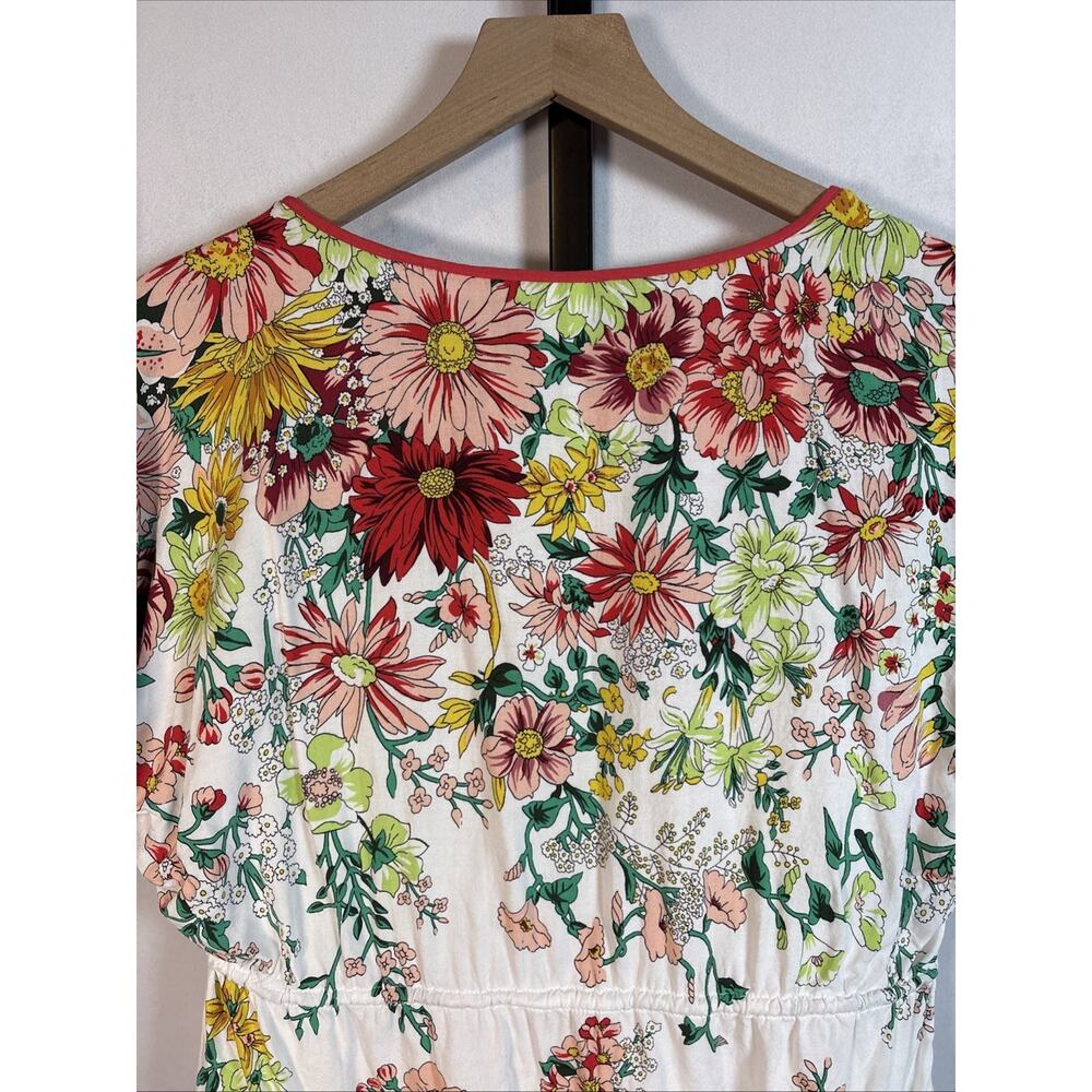 Anthropologie Floral Drawstring Blouse Womens XS Colorful Tassel Boho Peasant - Picture 5 of 9